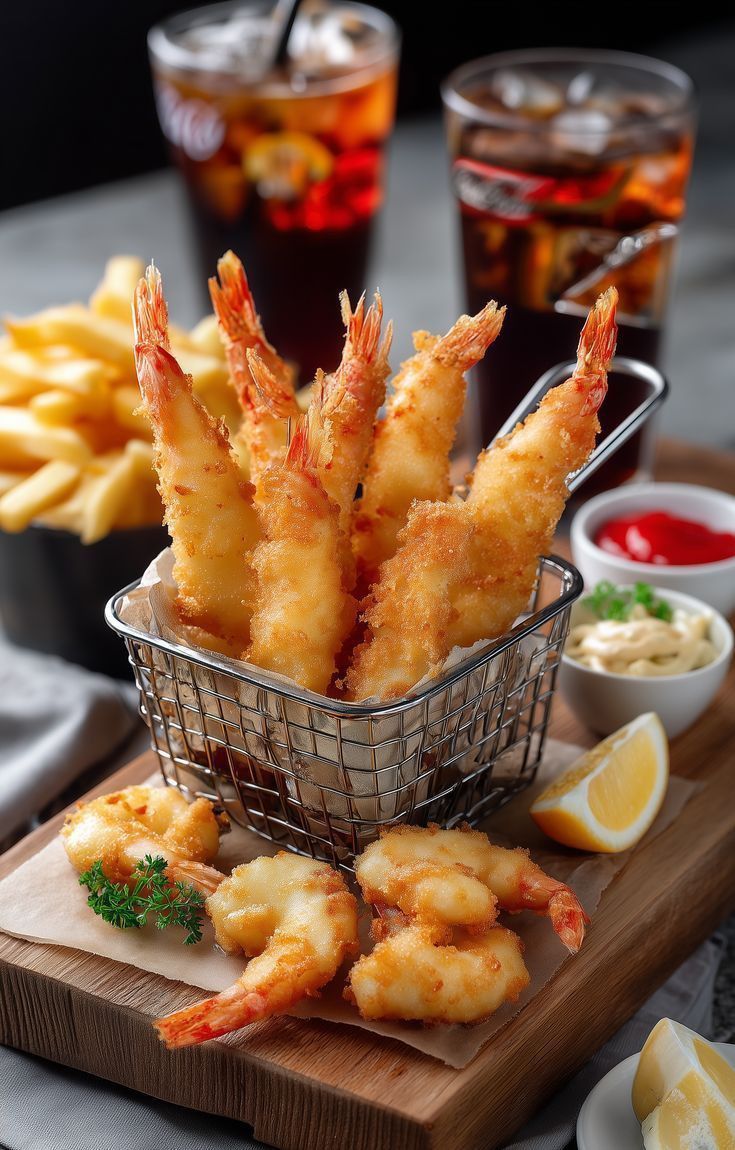 Tempura and drinks